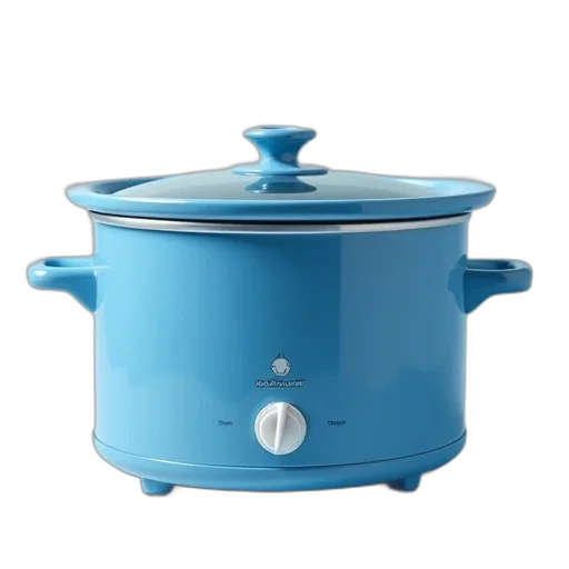 3d render, blue, crockpot, slow, cooker, insulated, lid transparent PNG cut-out