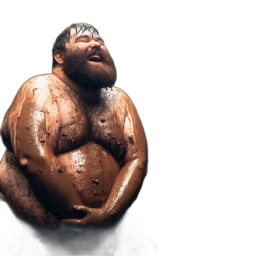 creature, man, covered, mud, laughs, amidst, rainy, forest transparent PNG cut-out