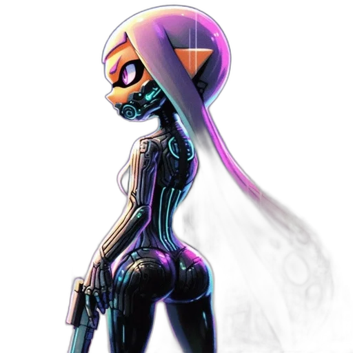 robot, mask, dress, cyberpunk, concept art, pixel art, comic book art, neon lights transparent PNG cut-out