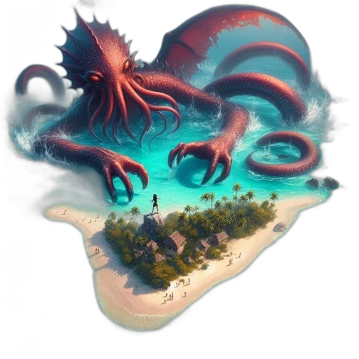 dragon, creature, concept art, fantasy art, 3d render, pixel art, underwater, fog transparent PNG cut-out