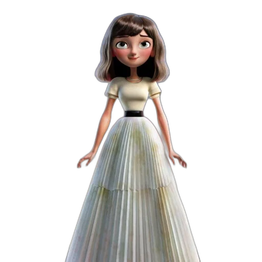 dress, robot, hair, 3d render, concept art, cartoon, photorealistic, promotional transparent PNG cut-out