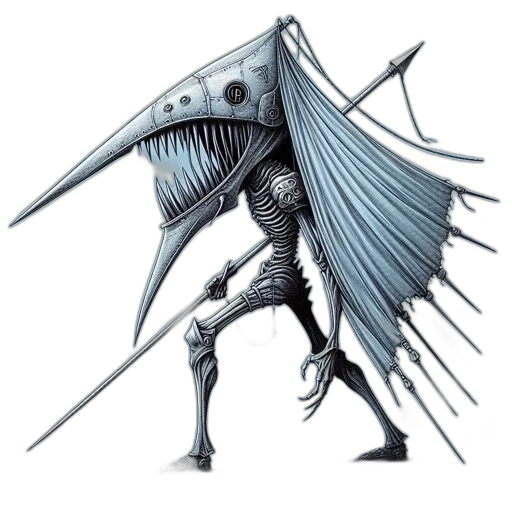 creature, dragon, robot, sword, concept art, fantasy art, 3d render, pixel art transparent PNG cut-out