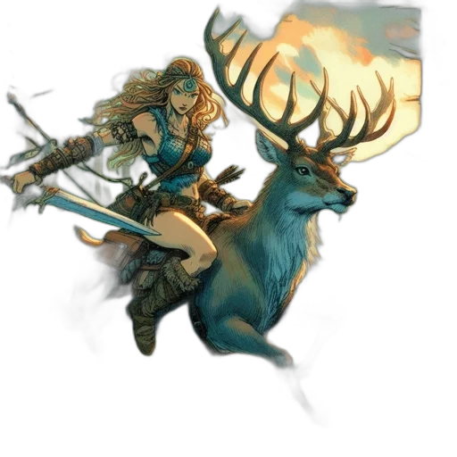 fantasy art, concept art, pixel art, watercolor, green, blue, earth tones, warrior transparent PNG cut-out