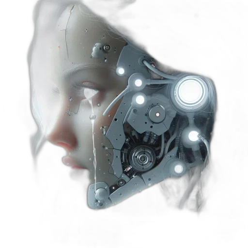 robot, mask, face, jewelry, concept art, 3d render, cyberpunk, photorealistic transparent PNG cut-out