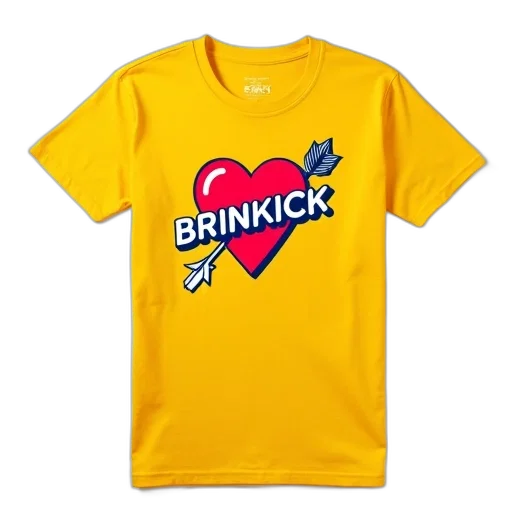 yellow, t-shirt, stylized, graphic, design, featuring, red, heart transparent PNG cut-out