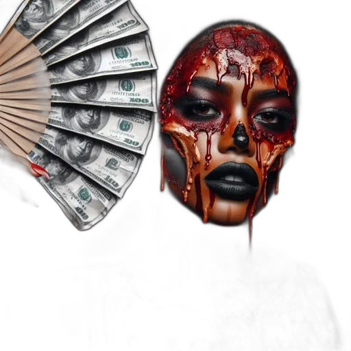 mask, umbrella, face, concept art, photorealistic, cyberpunk, fantasy art, dark transparent PNG cut-out