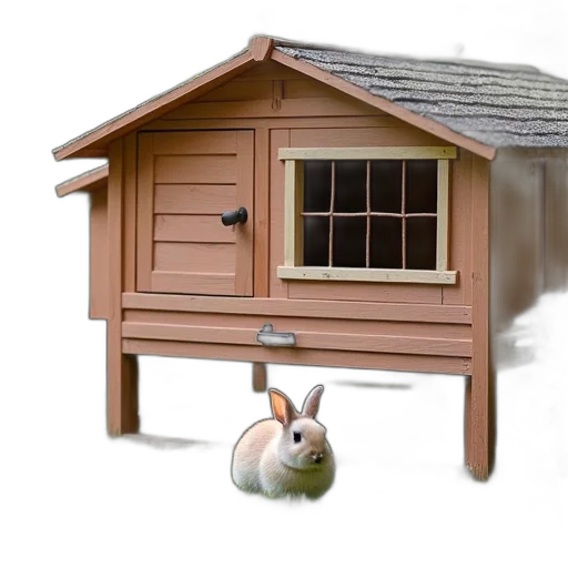 furniture, 3d render, photorealistic, concept art, rabbit, hutch, backyard, green transparent PNG cut-out