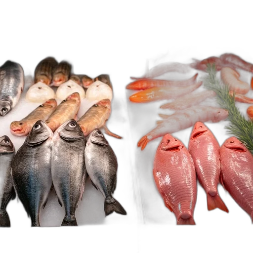 food, animal, concept art, photorealistic, 3d render, seafood, market, display transparent PNG cut-out