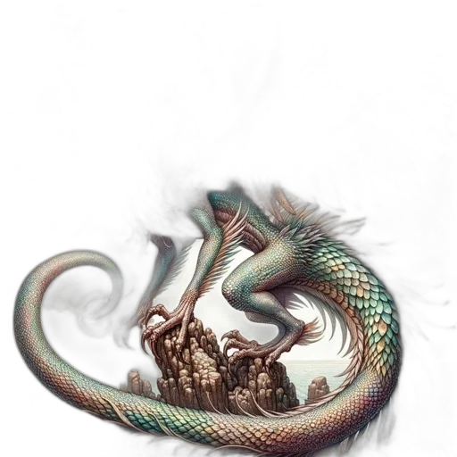 dragon, creature, staff, animal, fantasy art, concept art, photorealistic, 3d render transparent PNG cut-out