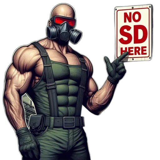 comic book art, concept art, cartoon, pixel art, industrial, area, muscular, bald transparent PNG cut-out