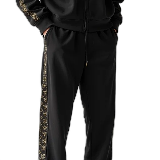 jacket, staff, dark, monogram, motif, cotton, trackpants, black transparent PNG cut-out
