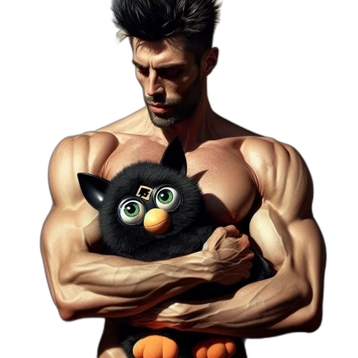 animal, concept art, pixel art, fantasy art, cartoon, muscular, man, dark transparent PNG cut-out