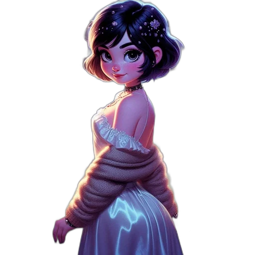 dress, crown, staff, concept art, fantasy art, pixel art, anime, neon lights transparent PNG cut-out