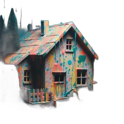 building, furniture, watercolor, concept art, 3d render, photorealistic, fog, city street transparent PNG cut-out