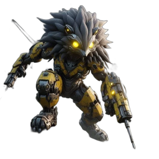 weapon, creature, robot, animal, concept art, 3d render, fantasy art, pixel art transparent PNG cut-out
