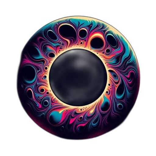 jewelry, fantasy art, 3d render, photorealistic, outer space, dark, vibrant, circular transparent PNG cut-out