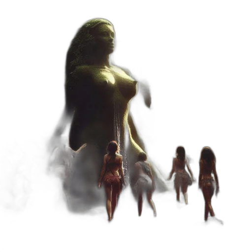 creature, concept art, fantasy art, 3d render, photorealistic, fog, fire, forest transparent PNG cut-out