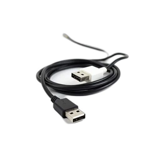 black, usb, cable, white, connector, one, end, other transparent PNG cut-out