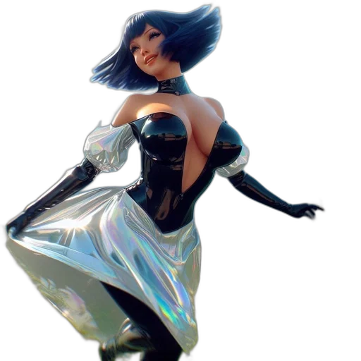 dress, concept art, fantasy art, 3d render, comic book art, animated, figure, woman transparent PNG cut-out