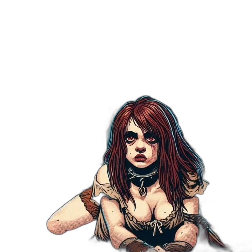 dress, staff, comic book art, concept art, fantasy art, pixel art, earth tones, dark transparent PNG cut-out