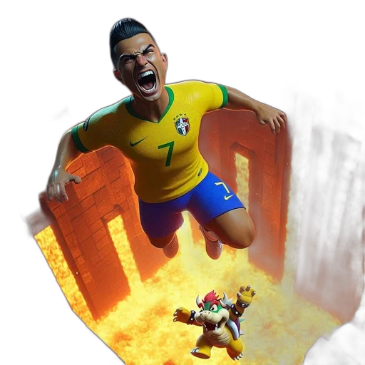 concept art, fantasy art, pixel art, 3d render, soccer, player, wears, yellow transparent PNG cut-out