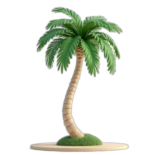 hat, tree, 3d render, concept art, photorealistic, beach, palm, model transparent PNG cut-out