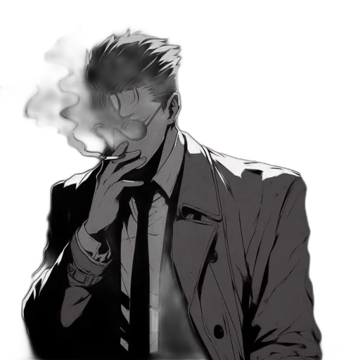 mask, jacket, staff, face, comic book art, cartoon, cyberpunk, concept art transparent PNG cut-out