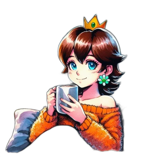 crown, flower, dress, jewelry, pixel art, vaporwave, anime, fantasy art transparent PNG cut-out