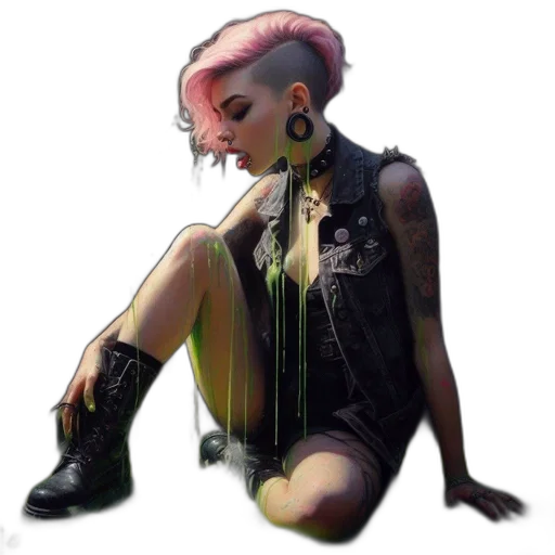 jacket, jewelry, hair, cyberpunk, concept art, photorealistic, fantasy art, neon lights transparent PNG cut-out