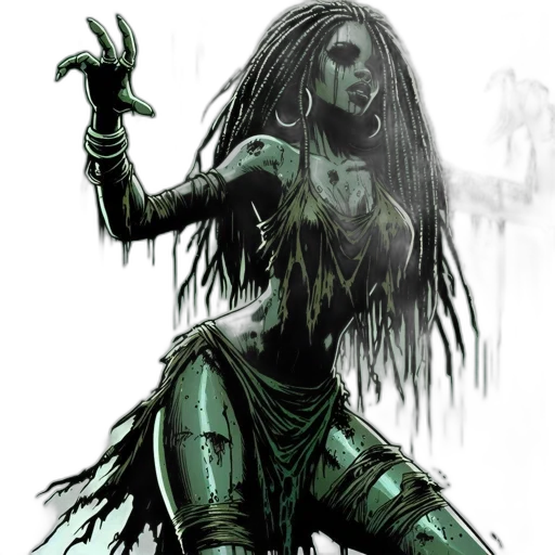 creature, mask, concept art, comic book art, fantasy art, pixel art, green, dark transparent PNG cut-out
