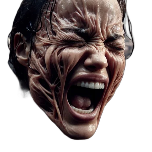 face, mask, creature, hair, 3d render, photorealistic, concept art, individual transparent PNG cut-out