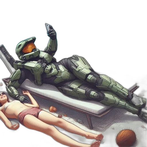 robot, weapon, concept art, cyberpunk, pixel art, vaporwave, outer space, underwater transparent PNG cut-out