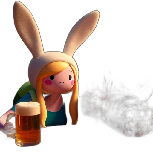 concept art, 3d render, fantasy art, pixel art, fire, fog, anthropomorphic, rabbit transparent PNG cut-out