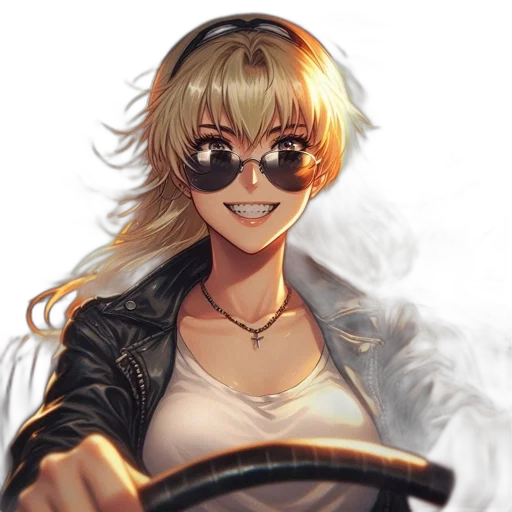 car, jacket, face, anime, concept art, photorealistic, cartoon, monochrome transparent PNG cut-out