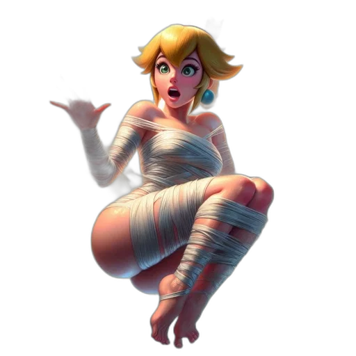 dress, concept art, 3d render, fantasy art, pixel art, princess, peach, animated transparent PNG cut-out