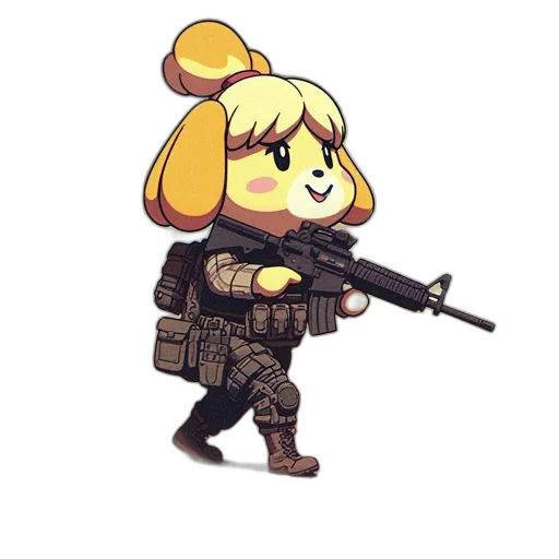 weapon, animal, staff, pixel art, concept art, anime, cartoon, golden transparent PNG cut-out