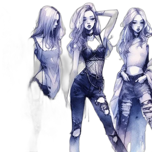 concept art, fantasy art, comic book art, cyberpunk, blue, pastel, monochrome, dark transparent PNG cut-out