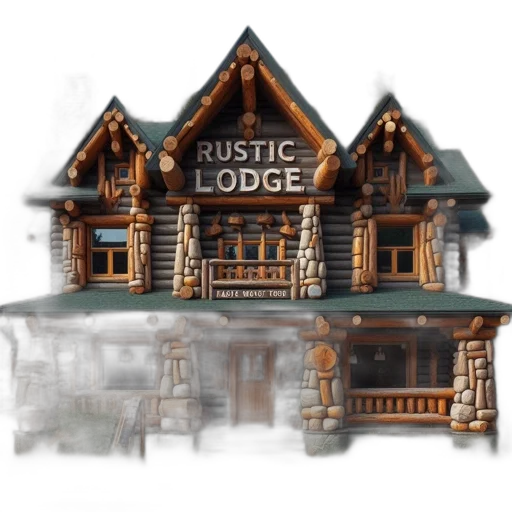 building, concept art, 3d render, pixel art, fantasy art, a-framed, wooden, lodge transparent PNG cut-out