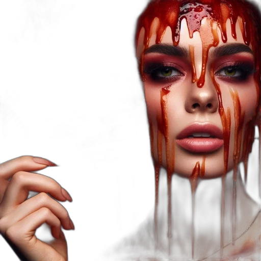 face, photorealistic, fantasy art, concept art, oil painting, fire, red, dark transparent PNG cut-out
