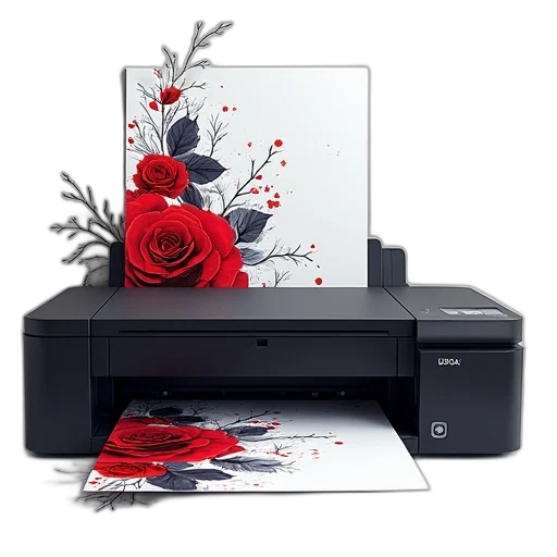 flower, photorealistic, 3d render, printer, inkjet, epst, v355, cartridges transparent PNG cut-out