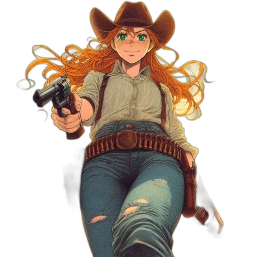 weapon, comic book art, concept art, cartoon, pixel art, animated, female, styled transparent PNG cut-out