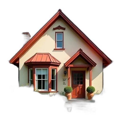 building, furniture, 3d render, photorealistic, concept art, earth tones, quaint, two-story transparent PNG cut-out