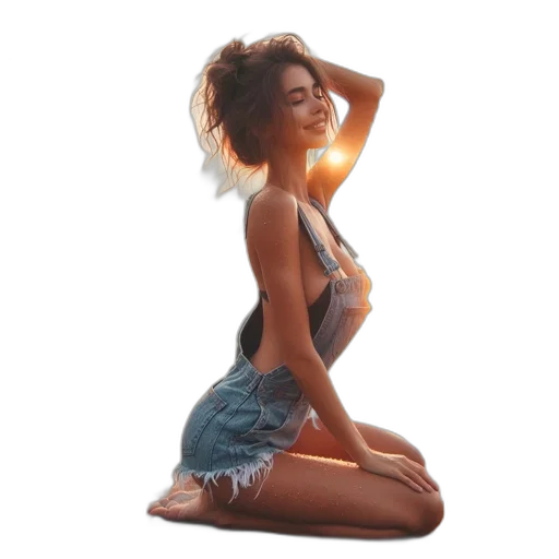 dress, photorealistic, concept art, 3d render, oil painting, young, woman, denim transparent PNG cut-out