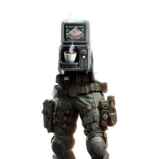 robot, staff, weapon, face, concept art, 3d render, cyberpunk, pixel art transparent PNG cut-out