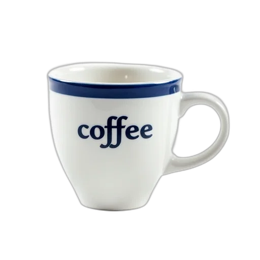 staff, 3d render, photorealistic, white, coffee, mug, blue, stripe transparent PNG cut-out