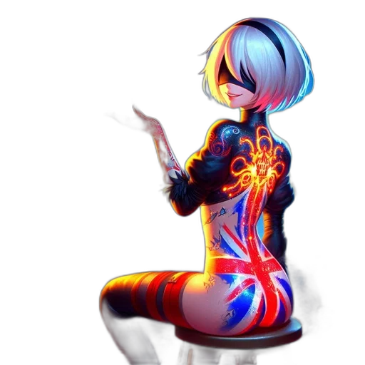 jacket, dress, robot, staff, concept art, cyberpunk, pixel art, fantasy art transparent PNG cut-out