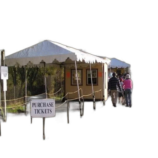 3d render, sign, says, purchase, tickets, placed, front, tent transparent PNG cut-out