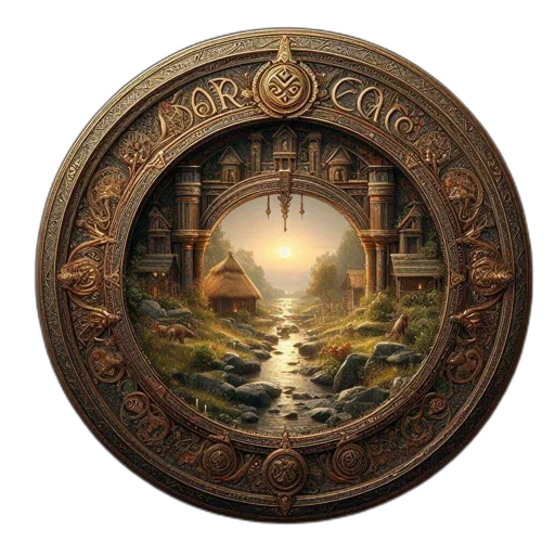fantasy art, concept art, oil painting, photorealistic, sunset, ornate, frame, encloses transparent PNG cut-out