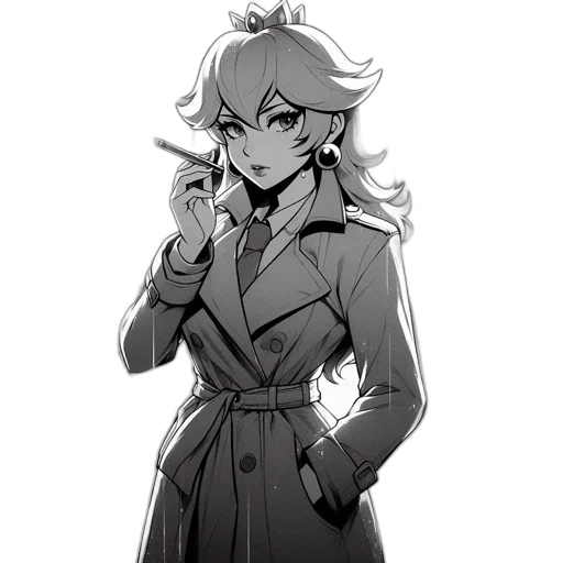 jacket, staff, dress, weapon, cartoon, concept art, anime, comic book art transparent PNG cut-out