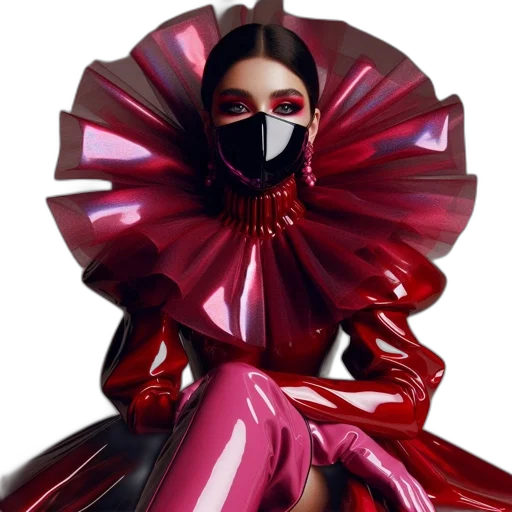 mask, dress, umbrella, flower, concept art, cyberpunk, photorealistic, fantasy art transparent PNG cut-out